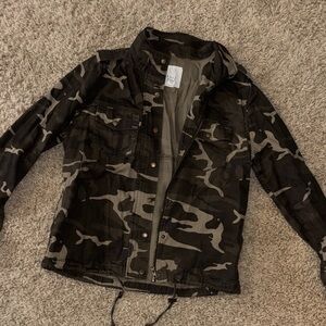 Full Tilt Camouflage Jacket with Button Accents